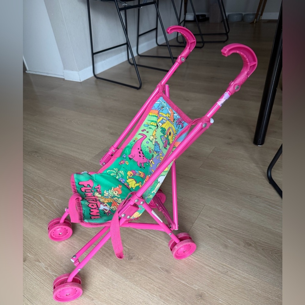 Vintage 1993 Sky Kids The Flintstones Toy Doll Stroller Pink 90s Nostalgia - Picture 3 of 12